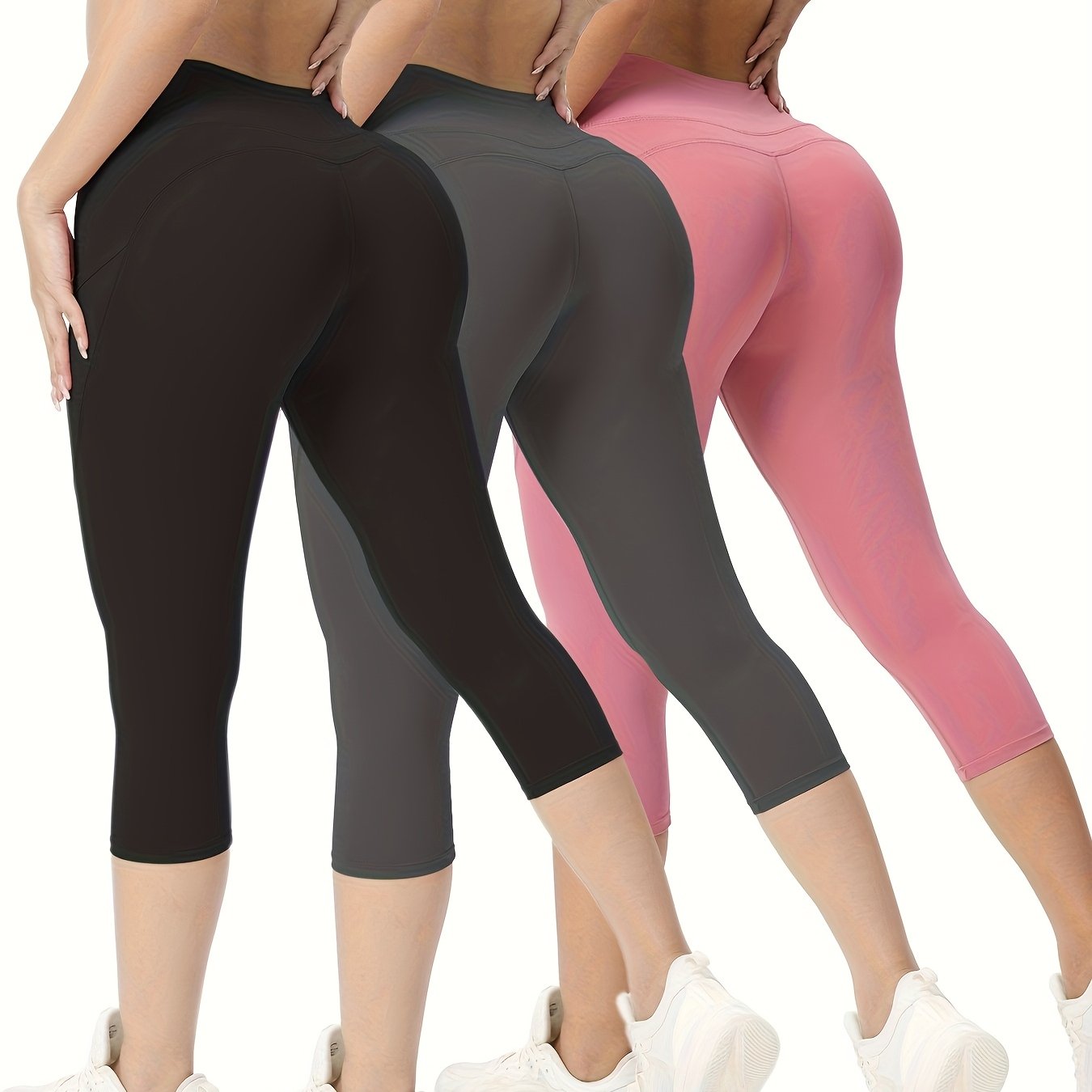 3-Pack Women's High-Waisted Sports Leggings with Pockets