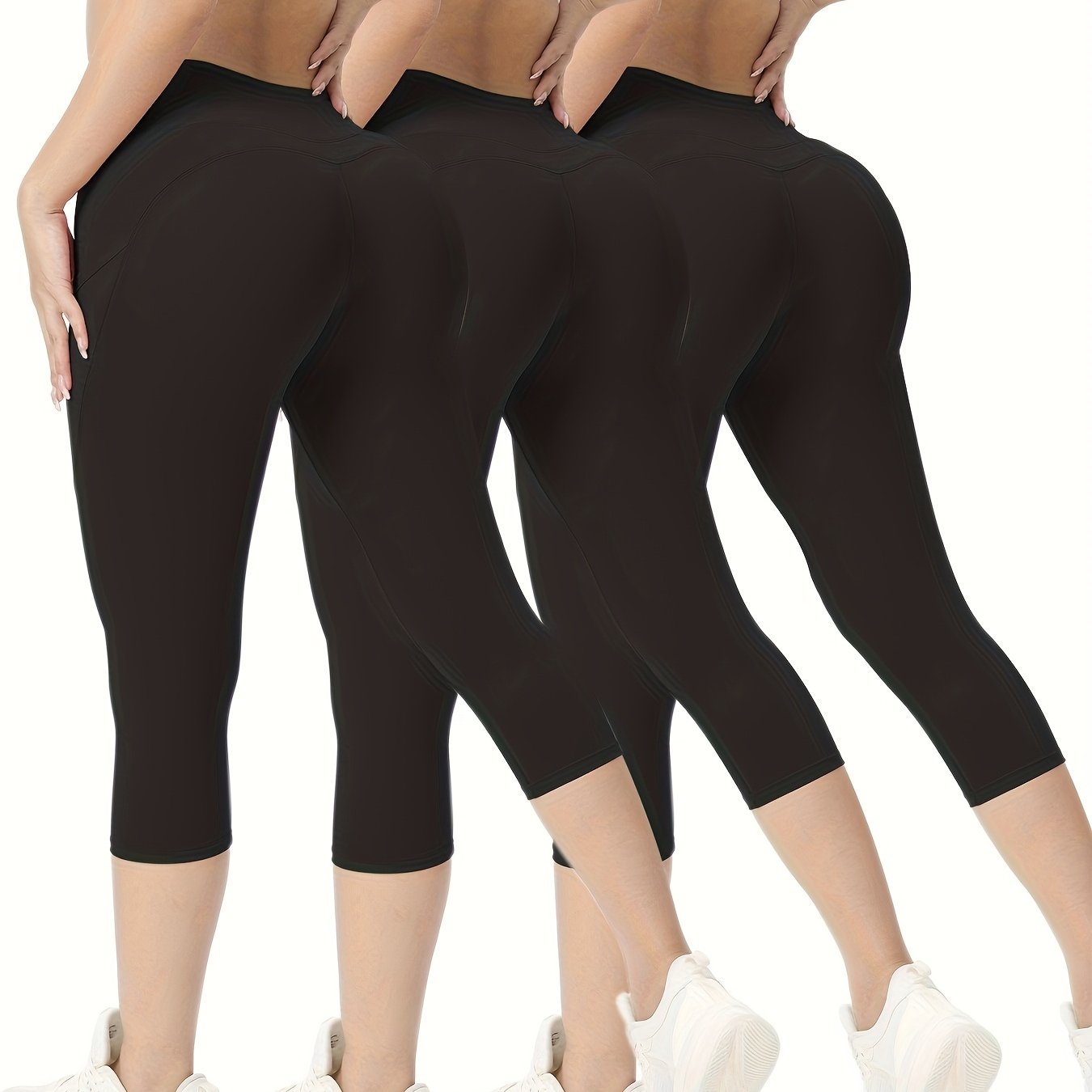 3-Pack Women's High-Waisted Sports Leggings with Pockets
