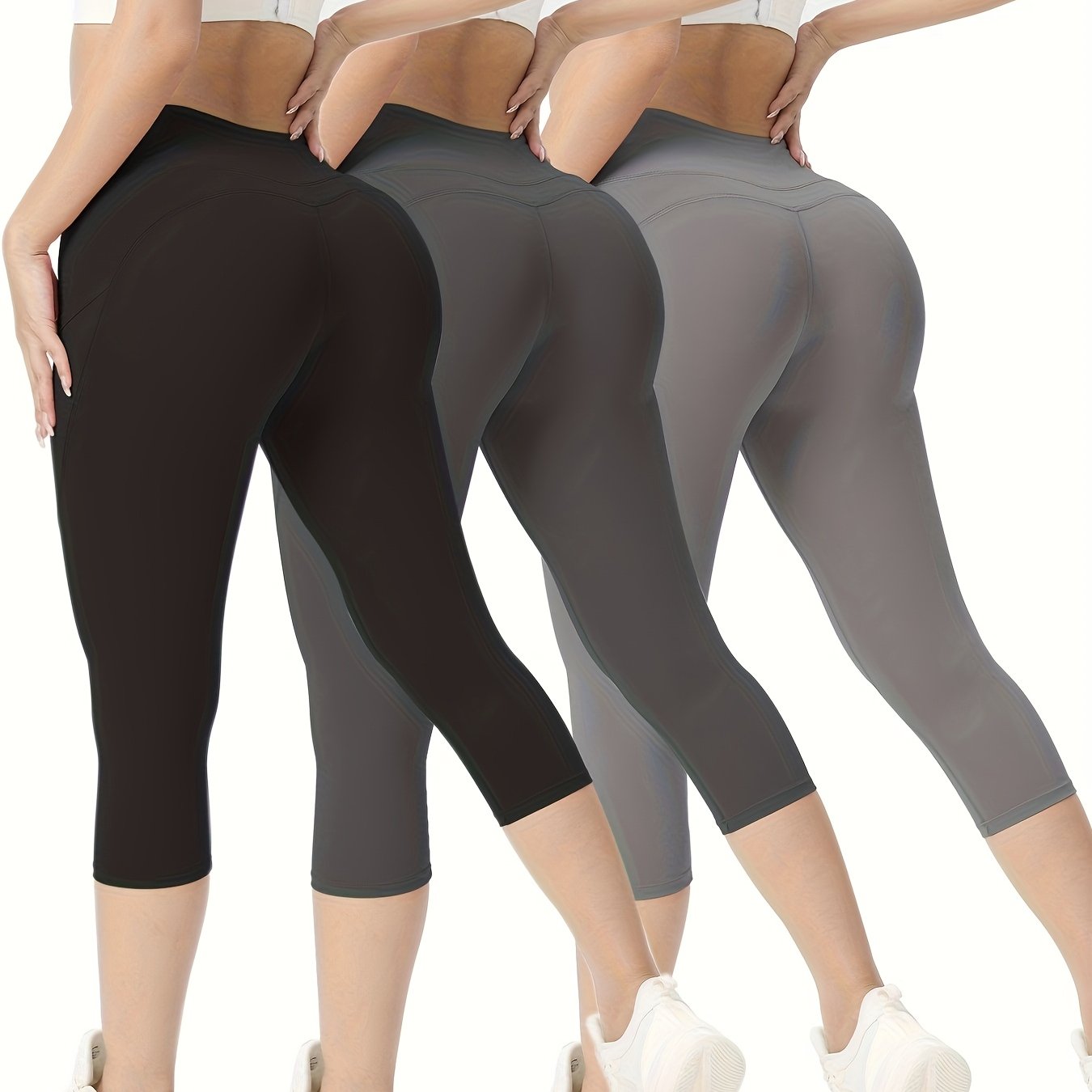 3-Pack Women's High-Waisted Sports Leggings with Pockets