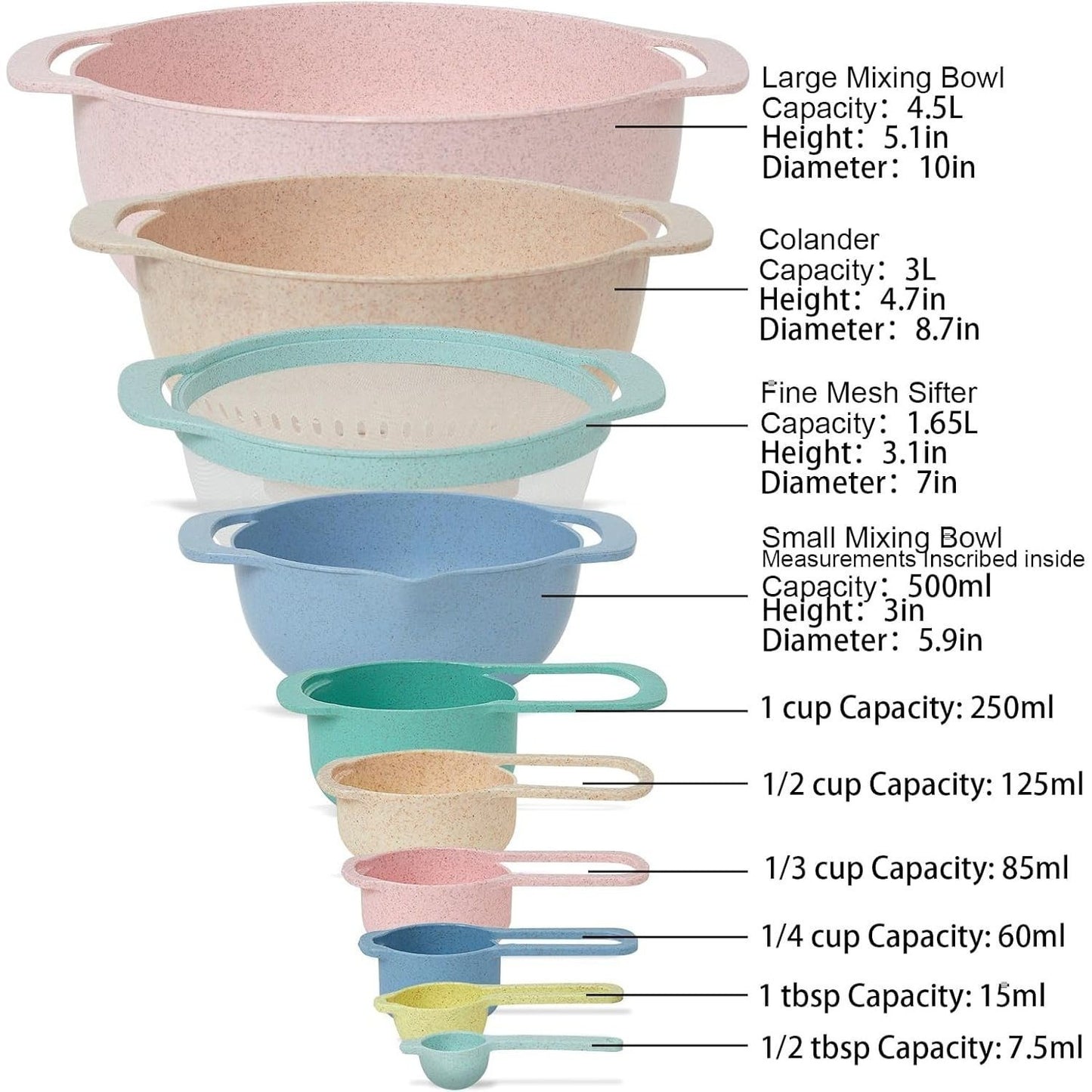 10-Piece Nesting Mixing Bowl and Measuring Cup Set