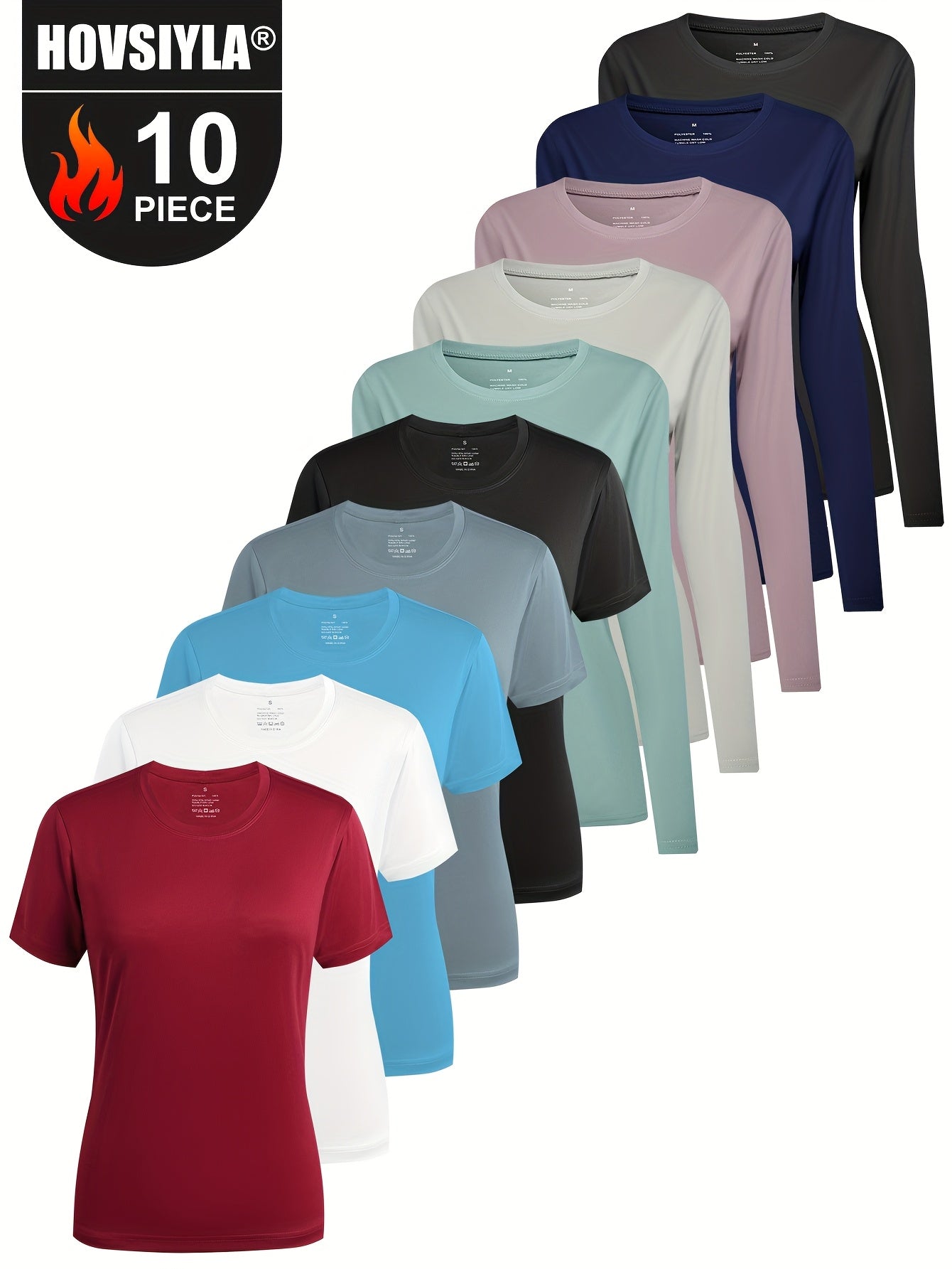 Women's Crew Neck Sport T-Shirts – 10-Piece Set