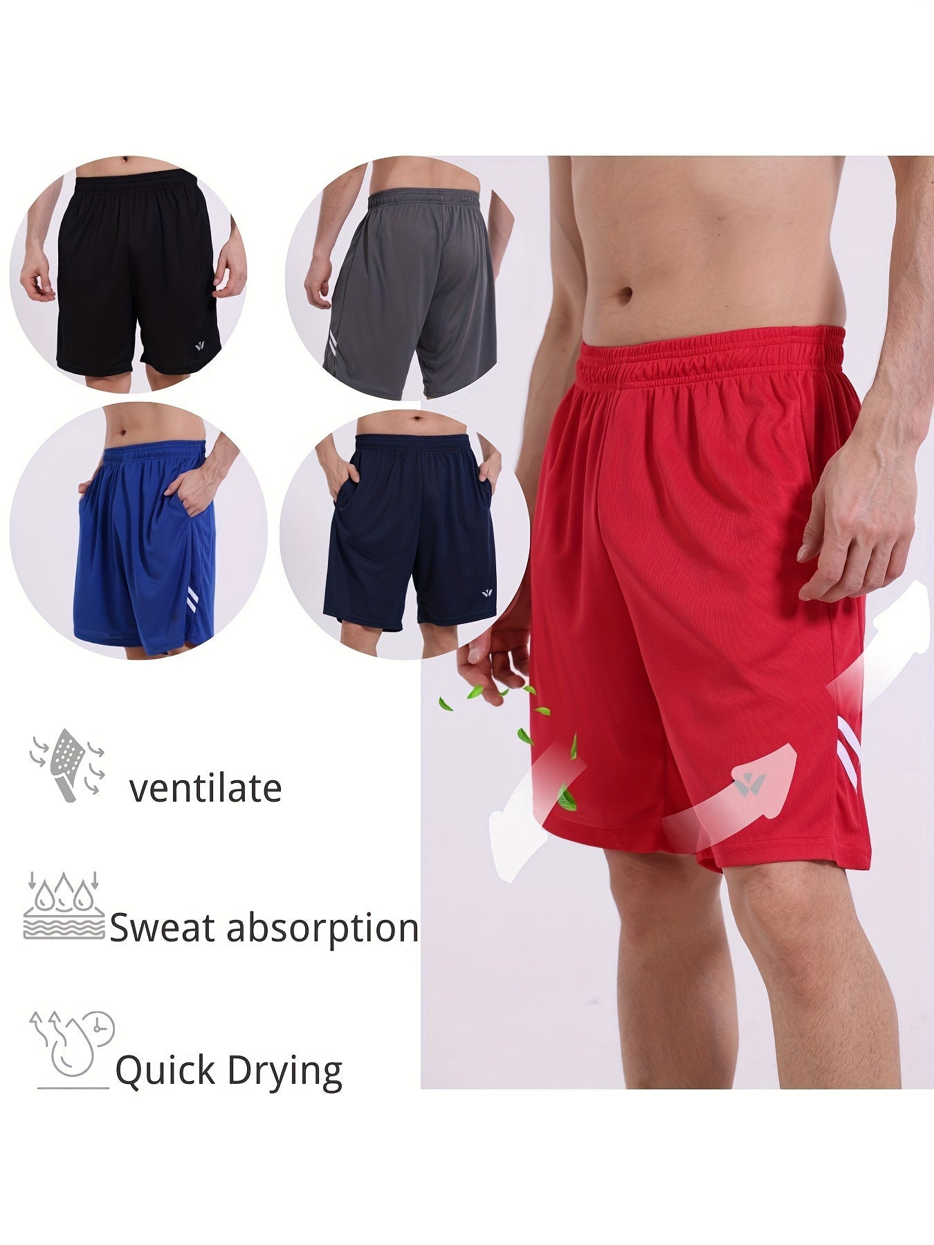 5-Pack Men's Quick-Dry Sports Shorts with Pockets