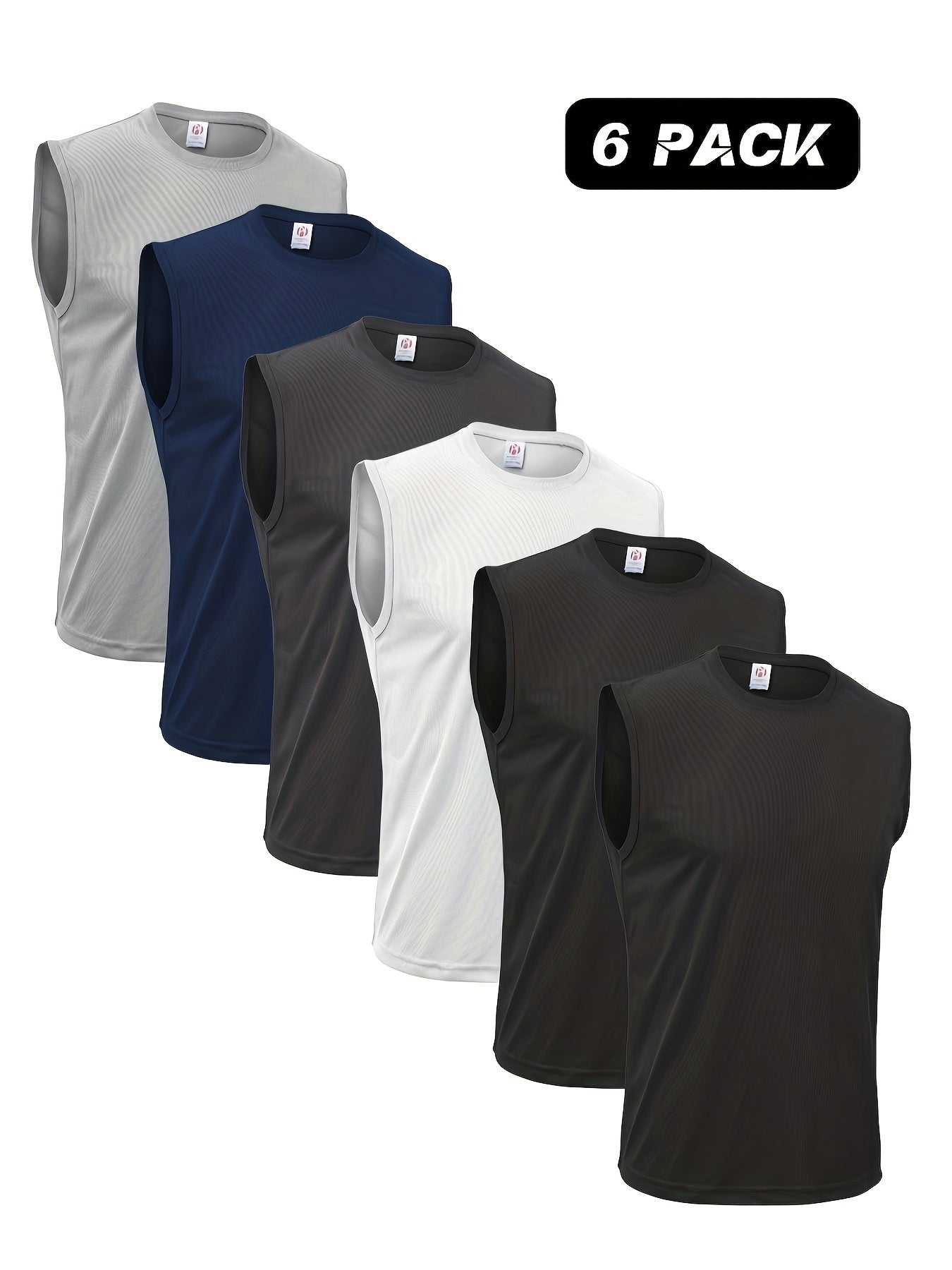 Men's 6-Piece Quick-Dry Sleeveless Workout Tank Tops