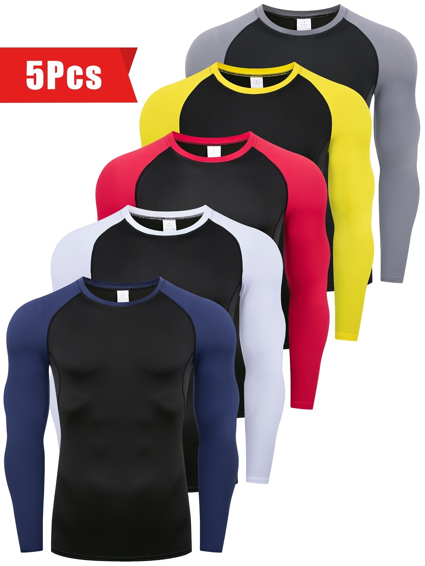 5-Pack Men's Long Sleeve Compression Shirts