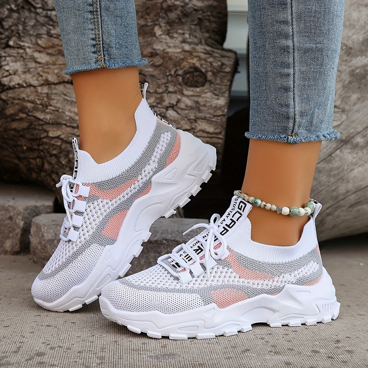 Women's Colorblock Knitted Sneakers – Stylish, Breathable & Comfortable