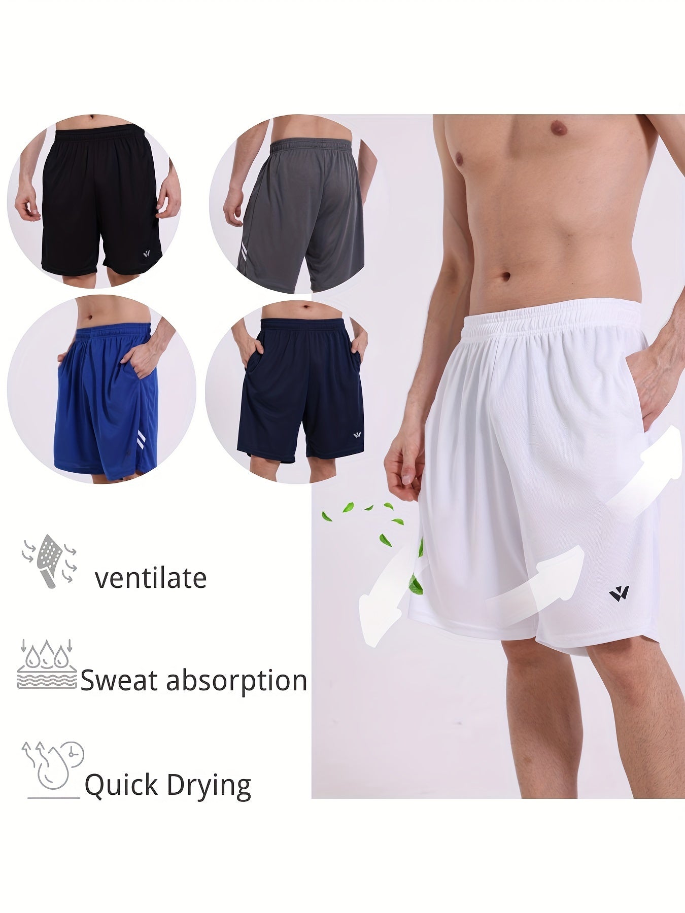 5-Pack Men's Quick-Dry Sports Shorts with Pockets