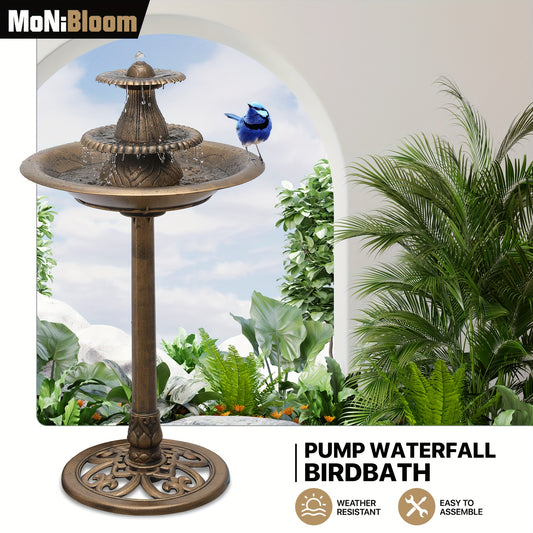 Outdoor 3-Tier Pedestal Bird Bath Fountain for Garden