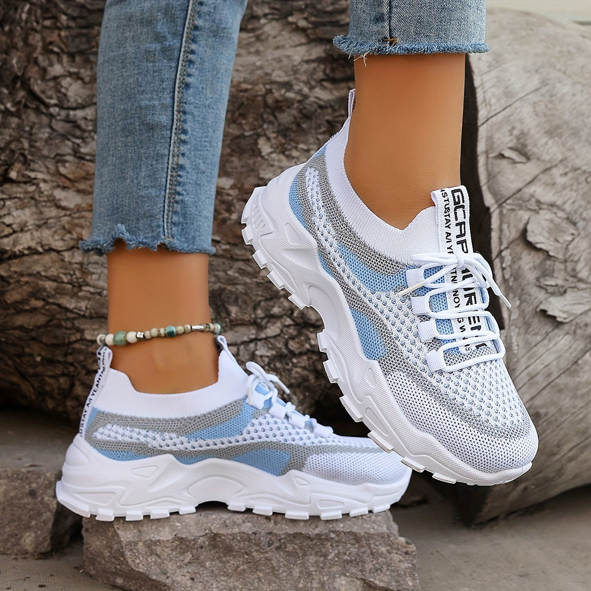 Women's Colorblock Knitted Sneakers – Stylish, Breathable & Comfortable
