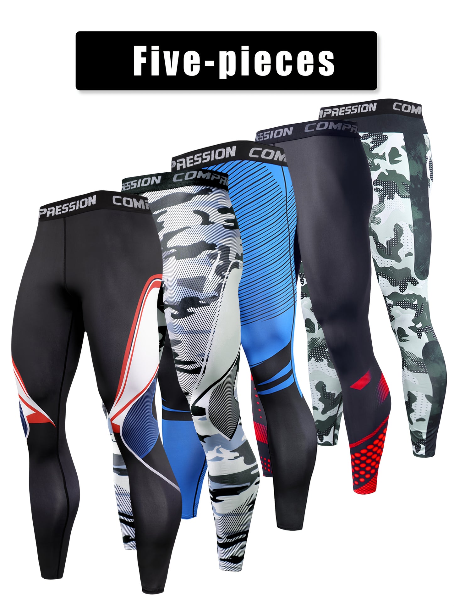 5-Pack Men's Athletic Compression Tights