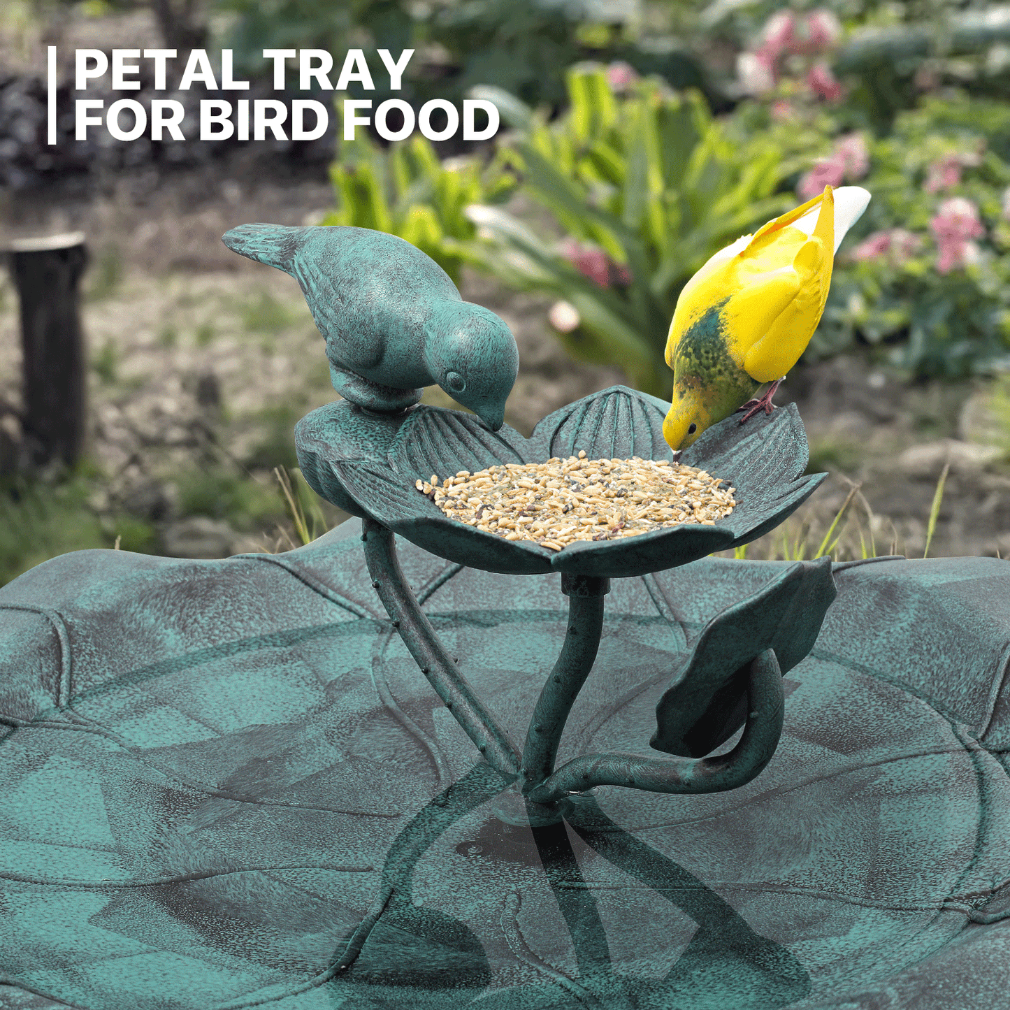 28" Pedestal Bird Bath with 2-Tier Fountain for Garden