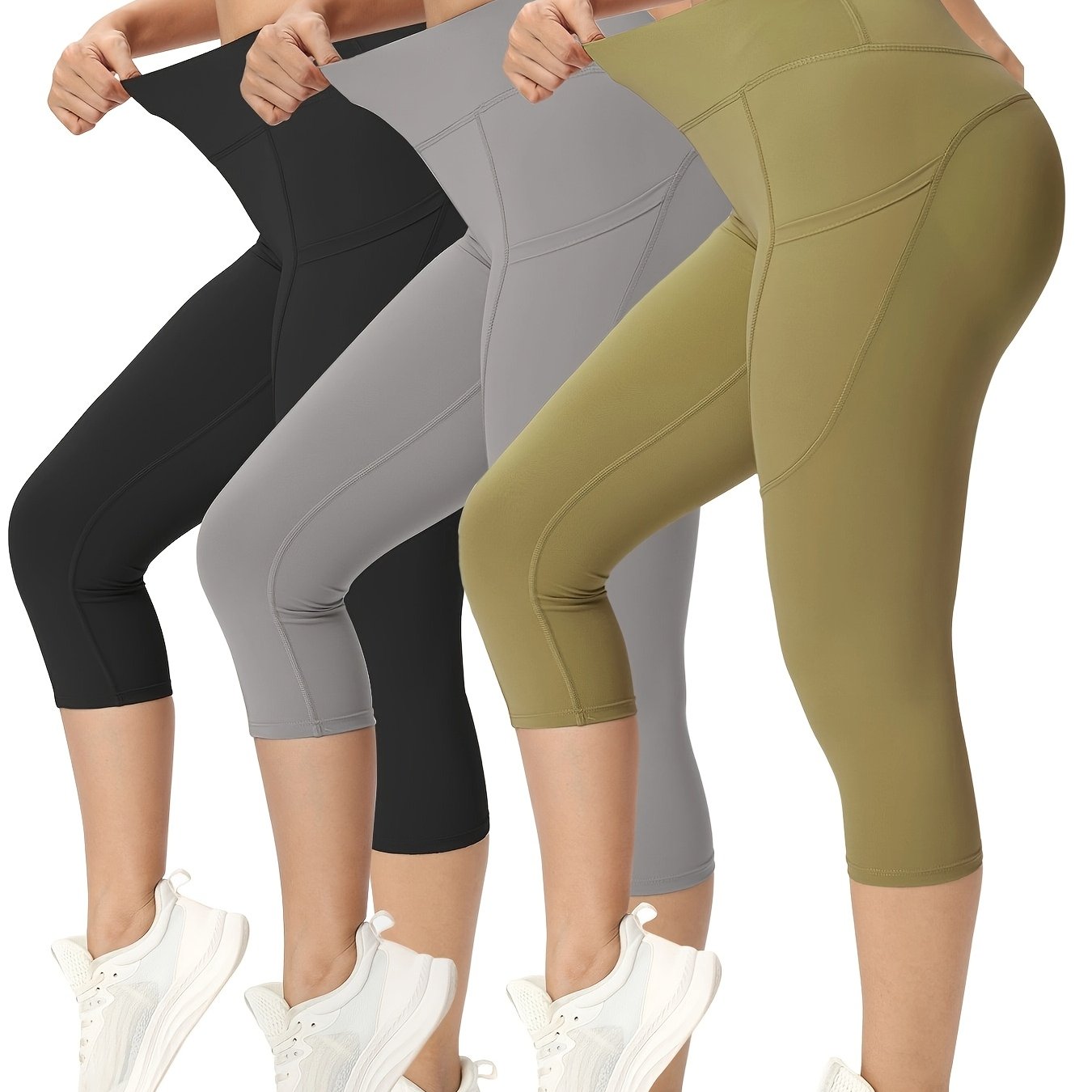3-Pack Women's High-Waisted Sports Leggings with Pockets