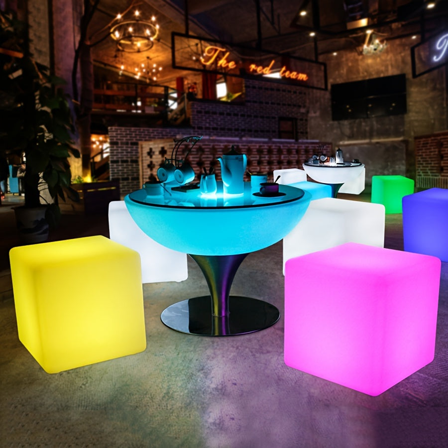 16-Inch Cordless LED Cube Light-Up Chair with Remote