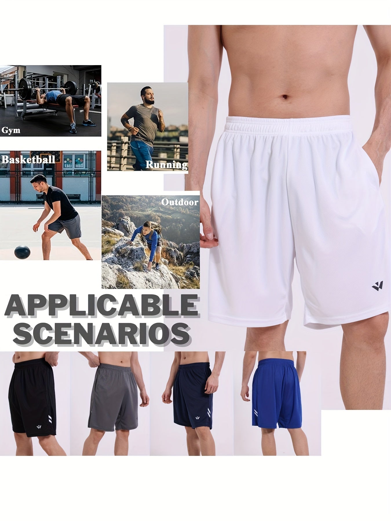 5-Pack Men's Quick-Dry Sports Shorts with Pockets