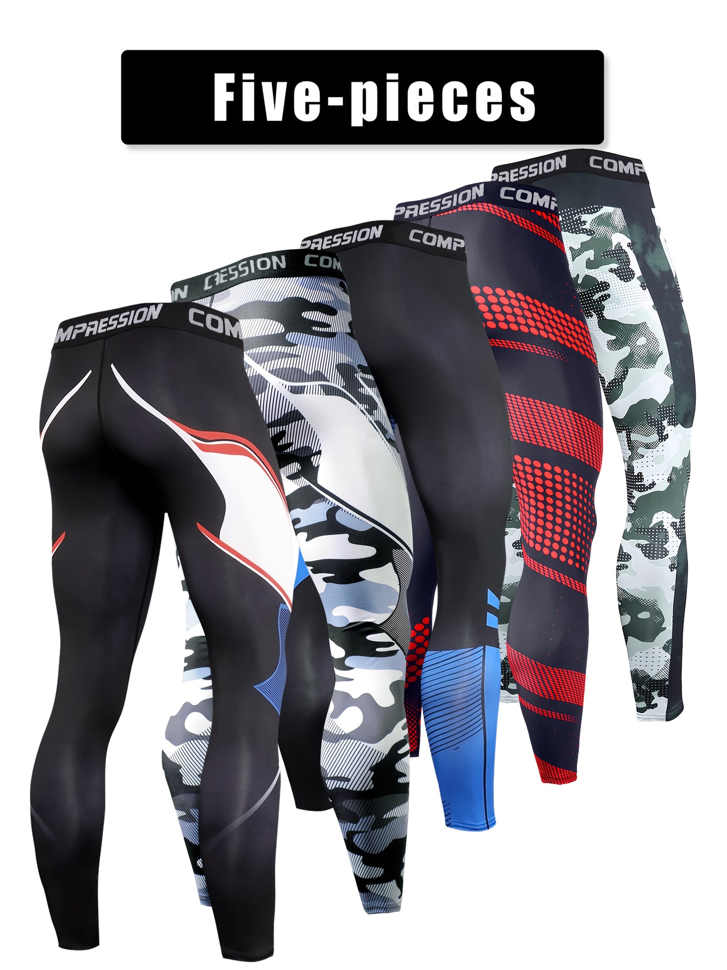 5-Pack Men's Athletic Compression Tights