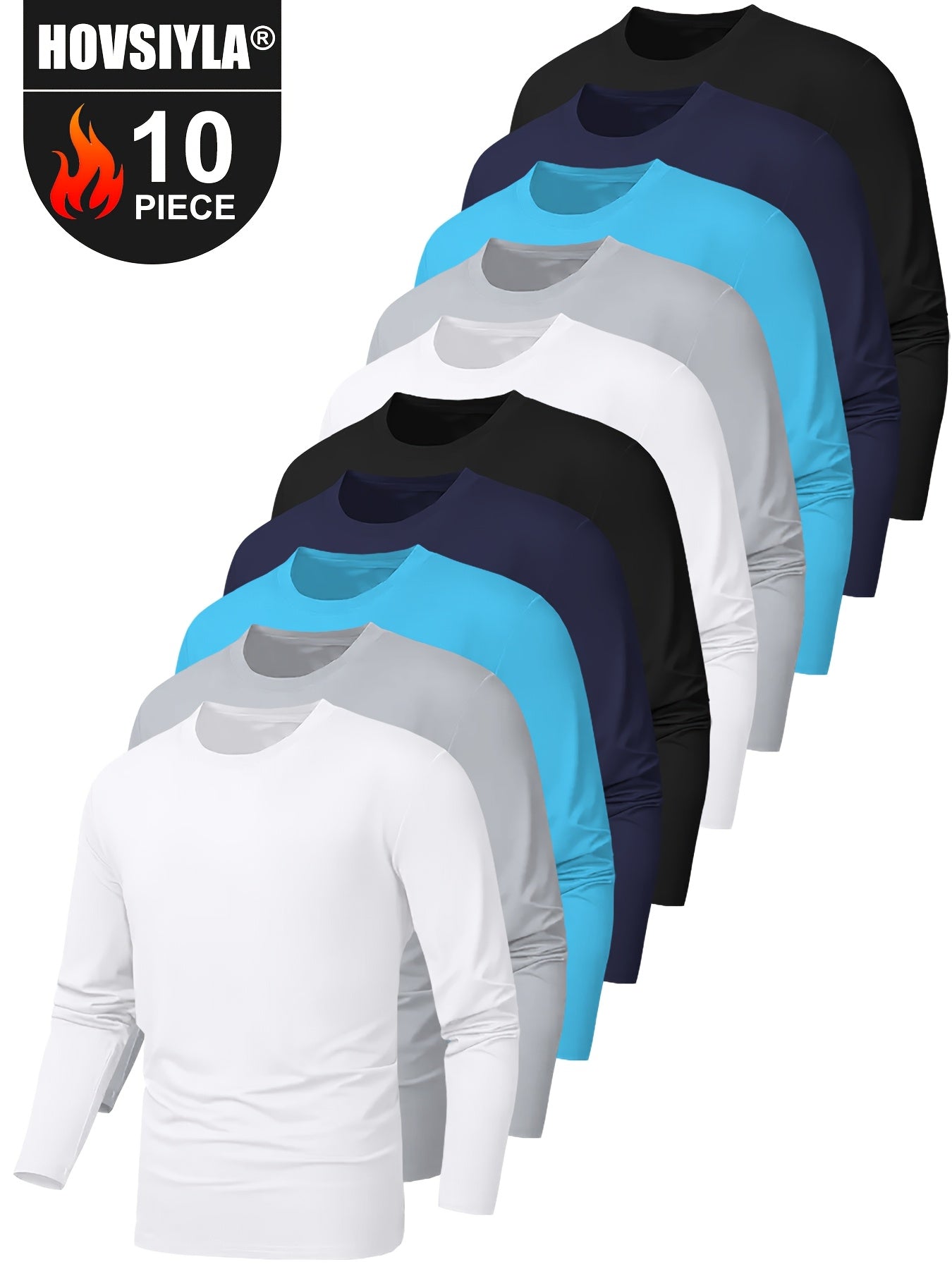 10-Pack Men's Long Sleeve Quick-Dry Athletic T-Shirts