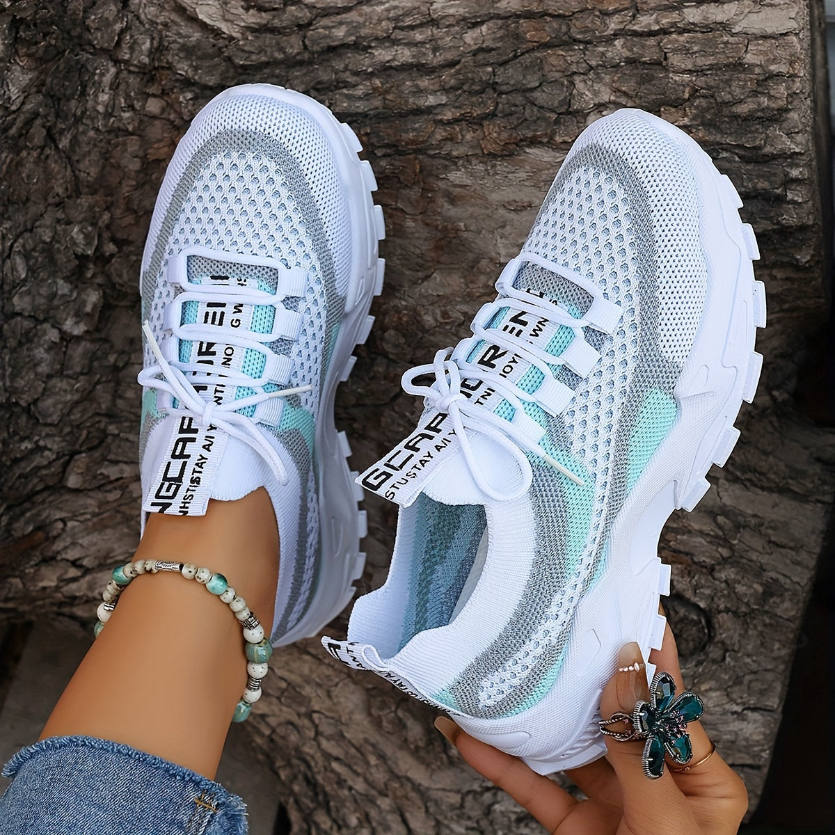 Women's Colorblock Knitted Sneakers – Stylish, Breathable & Comfortable