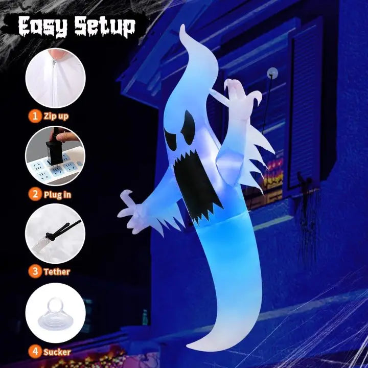5FT Inflatable Halloween Ghost with LED Lights for Outdoor Decoration