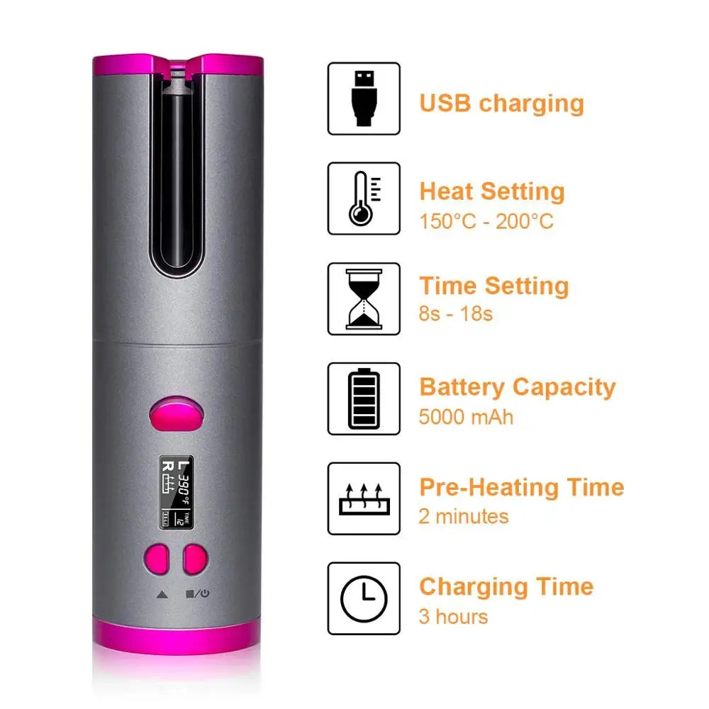 Portable Cordless Automatic Hair Curler