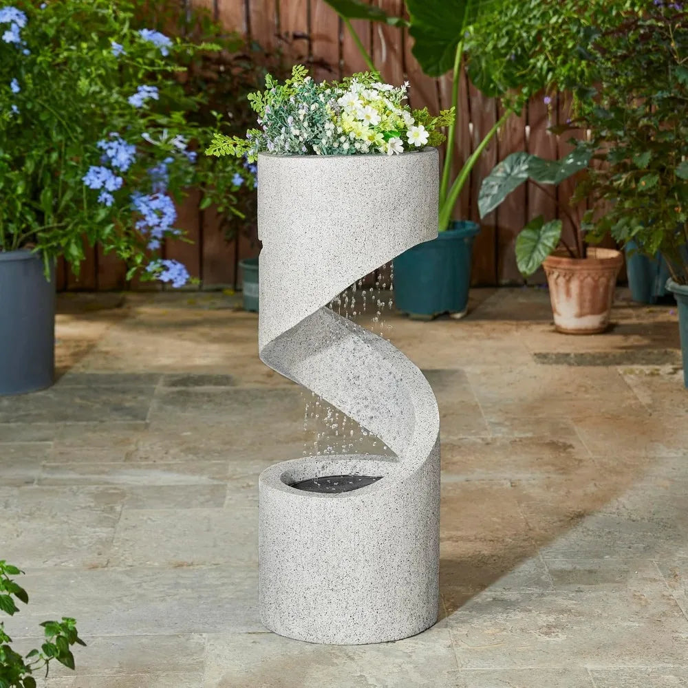 High-rise Outdoor Curved Fountain with LED Lights