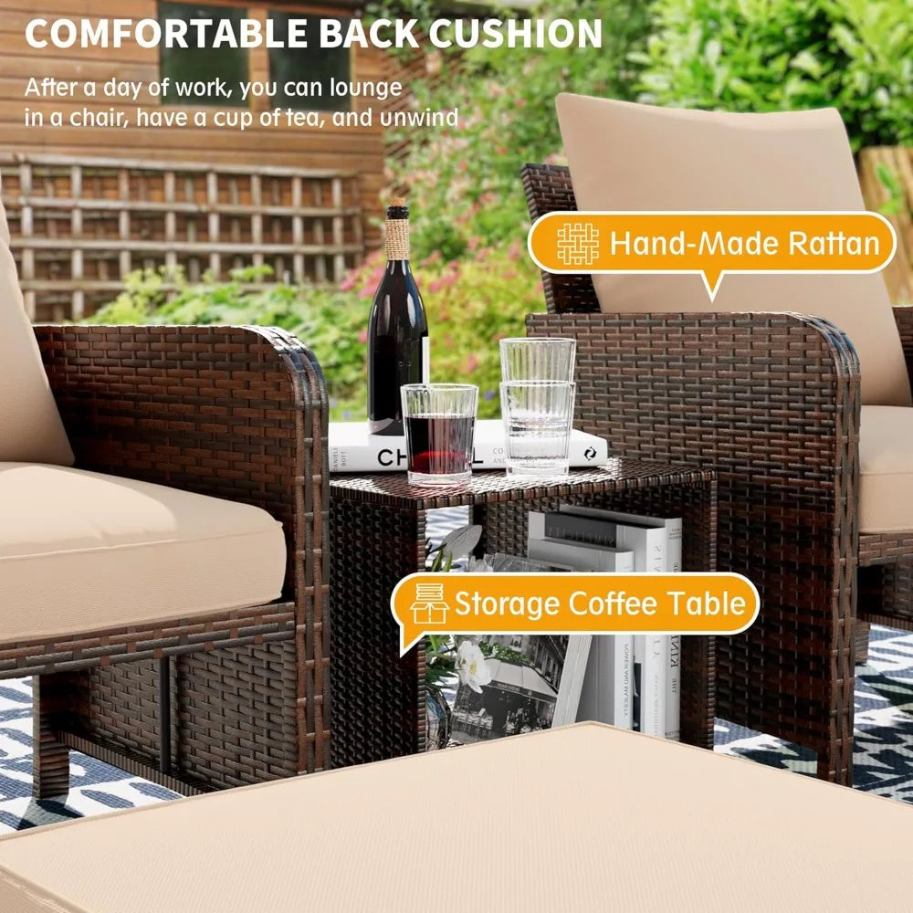 5 Piece Wicker Patio Furniture Set