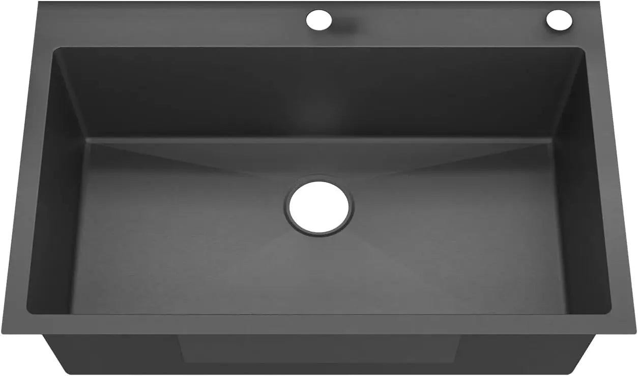 Drop In Single Bowl Kitchen Sink with Stainless Steel Black Finish