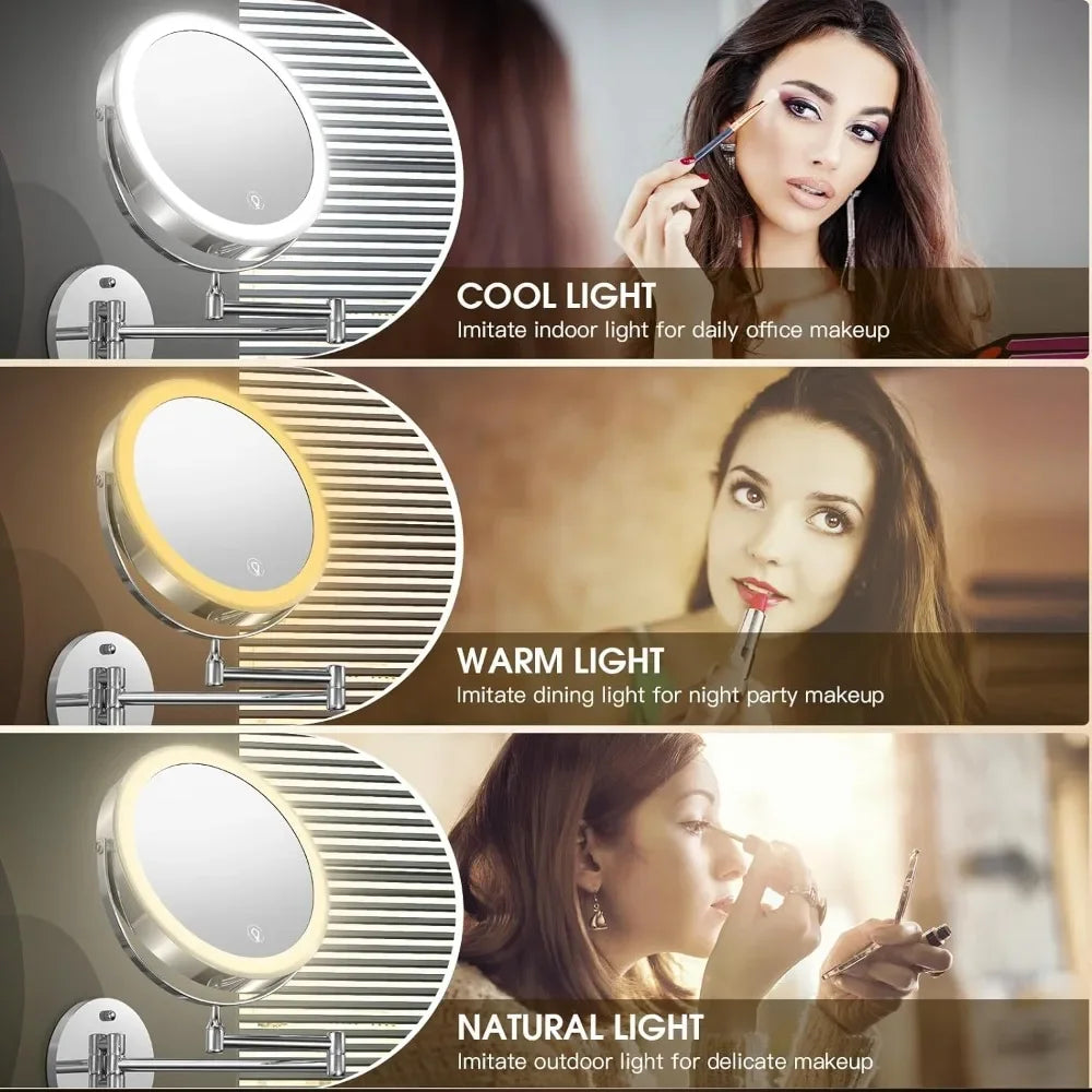 8" Rechargeable Wall Mounted Lighted Makeup Mirror