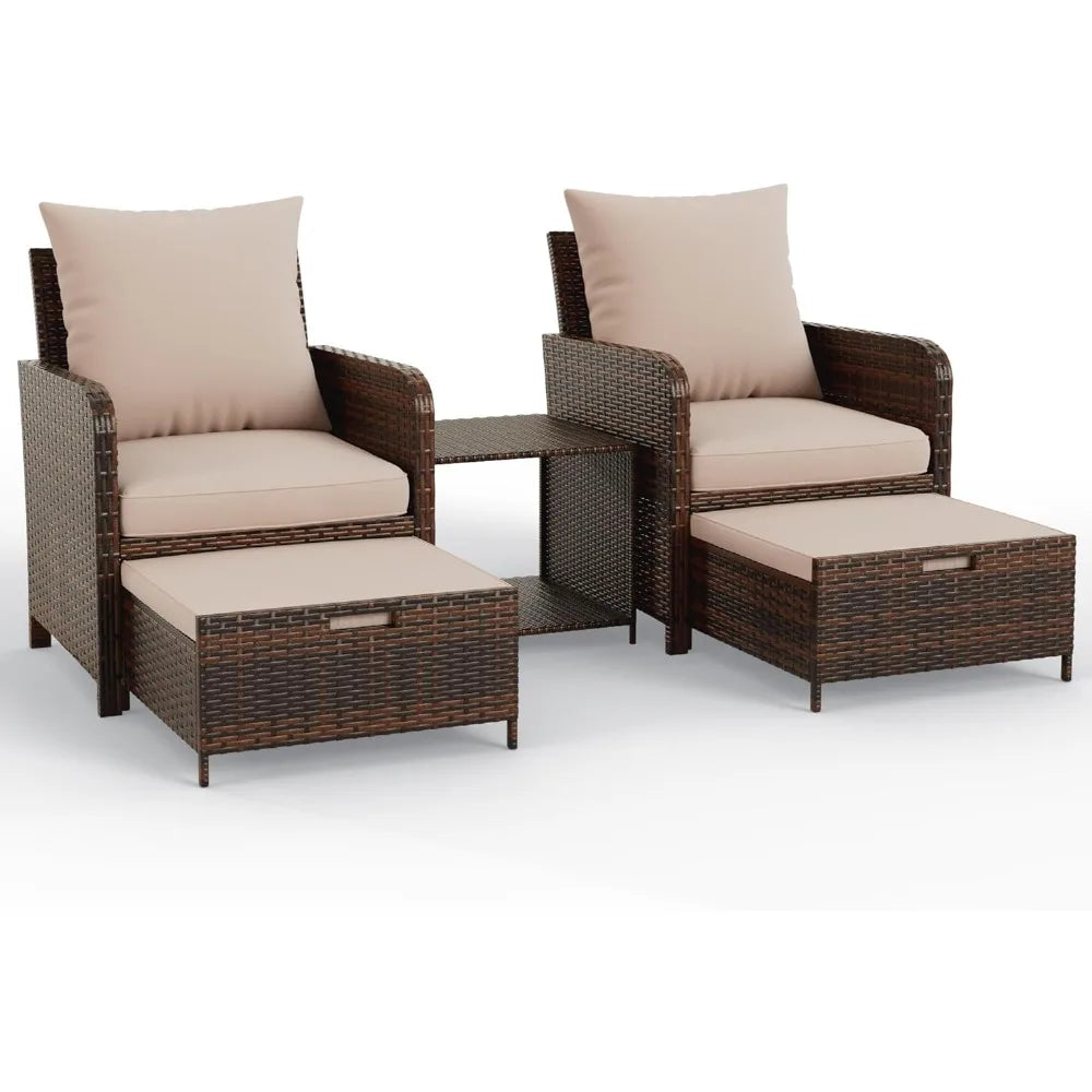 5 Piece Wicker Patio Furniture Set