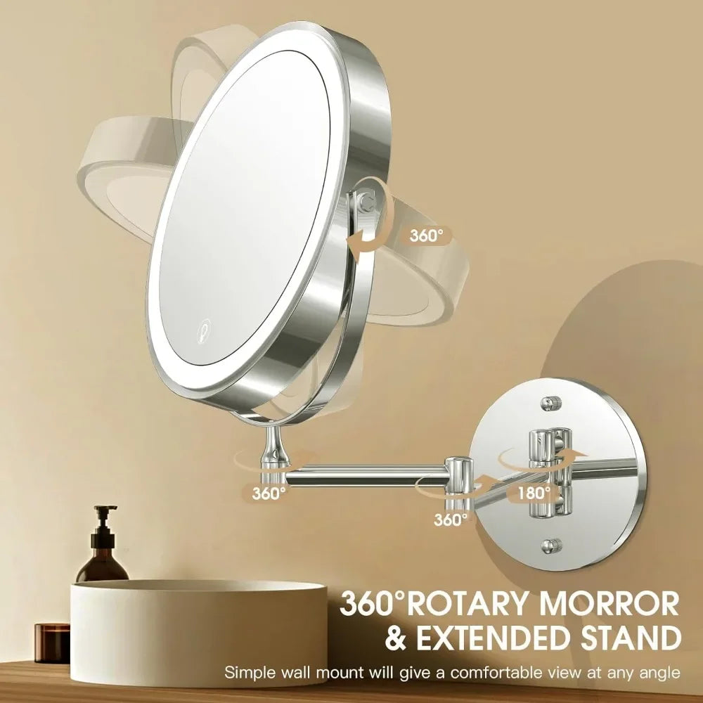 8" Rechargeable Wall Mounted Lighted Makeup Mirror