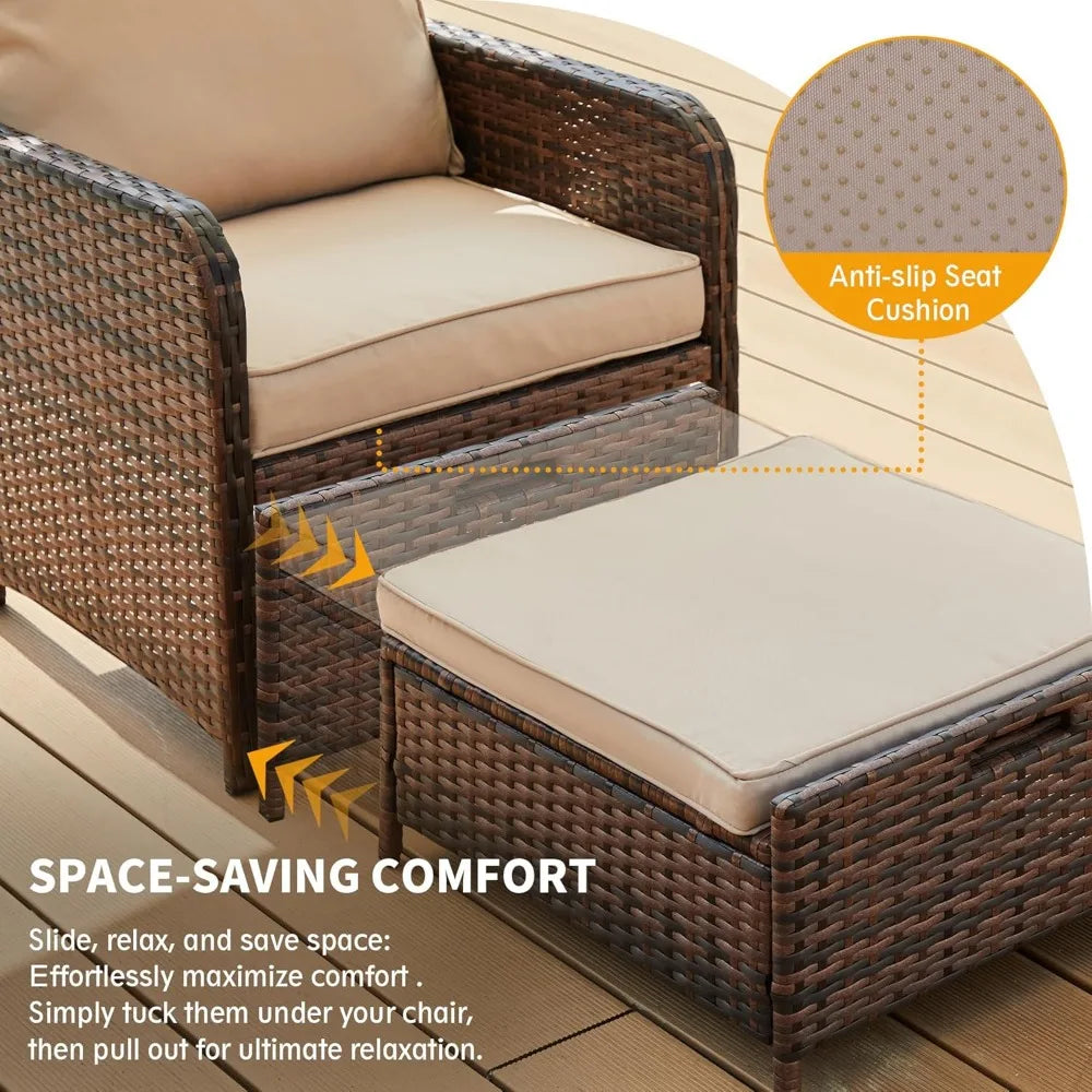 5 Piece Wicker Patio Furniture Set