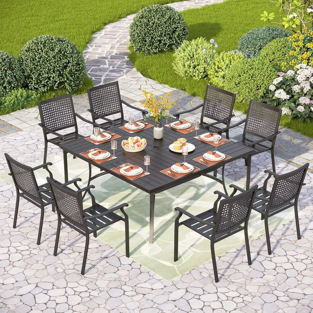 9 Pieces Patio Dining Table Set