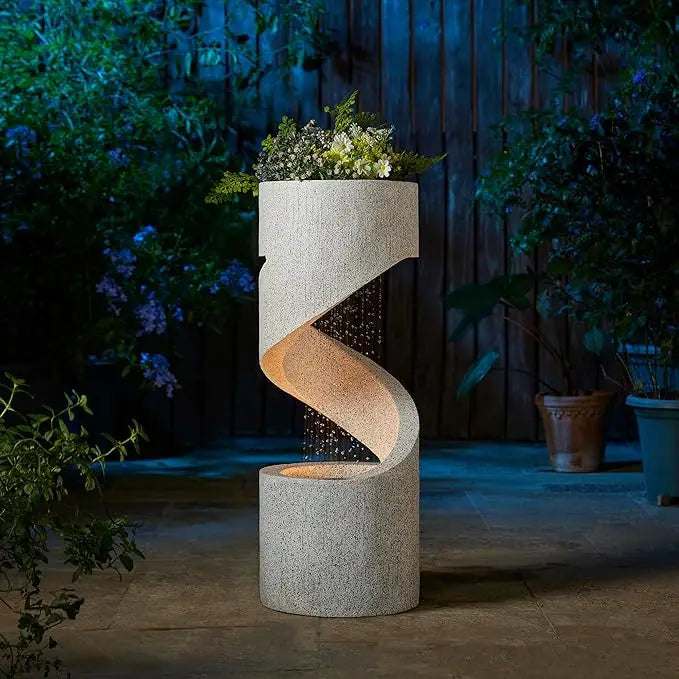 High-rise Outdoor Curved Fountain with LED Lights