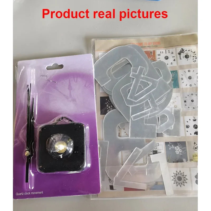 3D DIY Wall Clock with Mirror Stickers and Quartz Movement