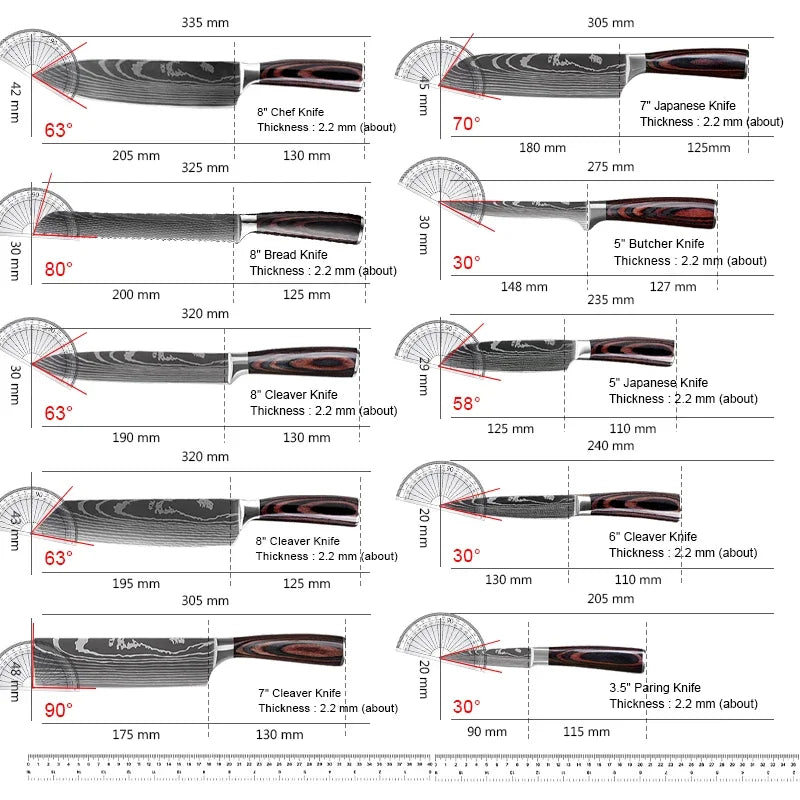 Stainless Steel Chef Knife Set