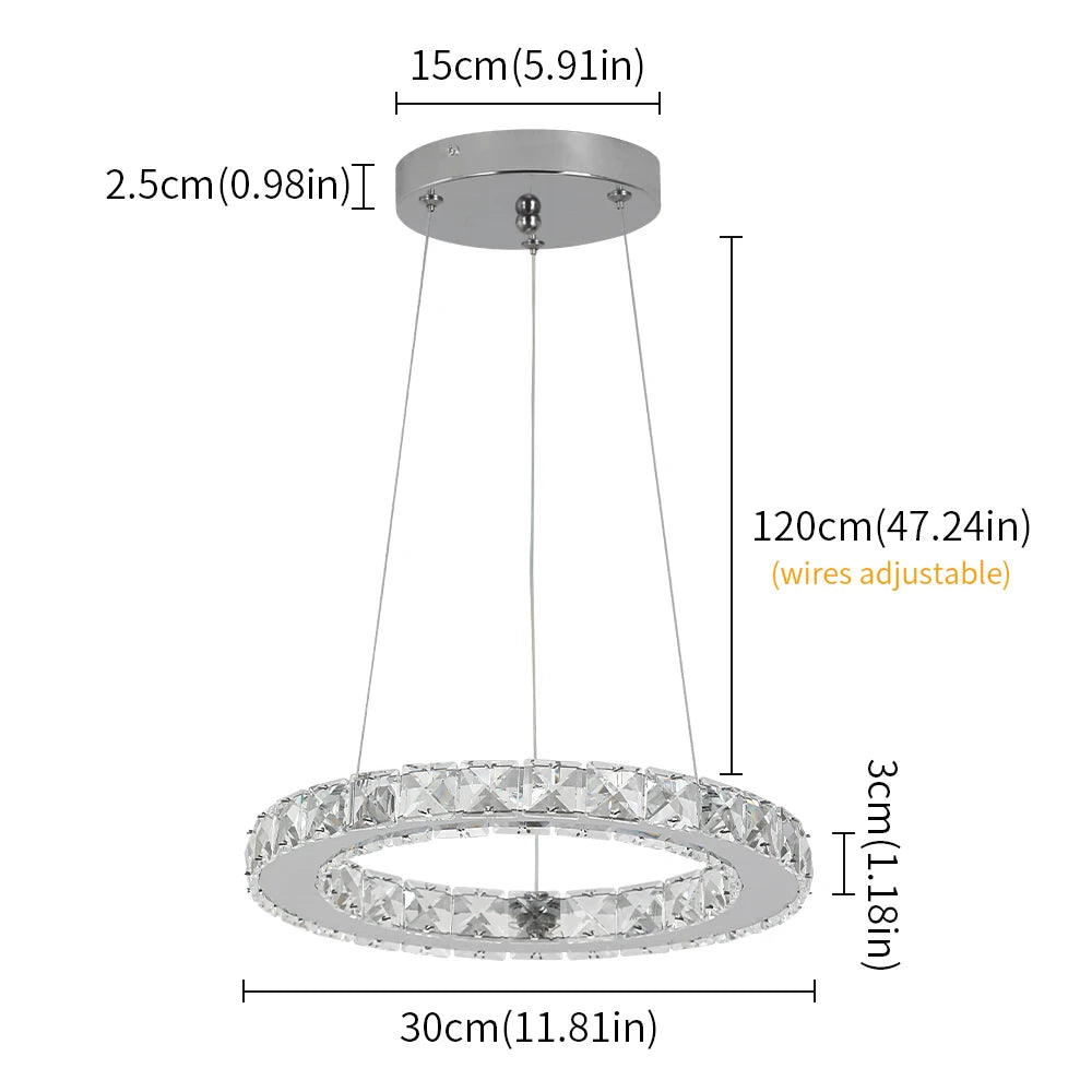 Modern Pendant Lighting Rings Led Crystal Hanging Chandelier