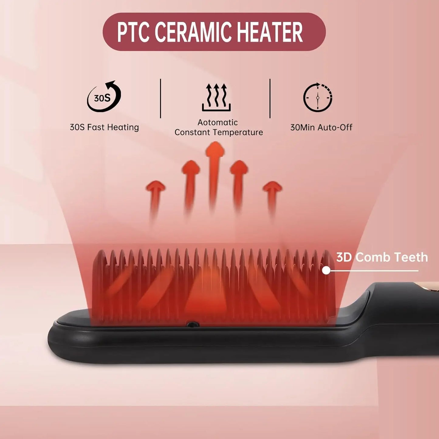 Negative Ionic Hair Straightener Brush with Fast Heating and Auto Shut-Off