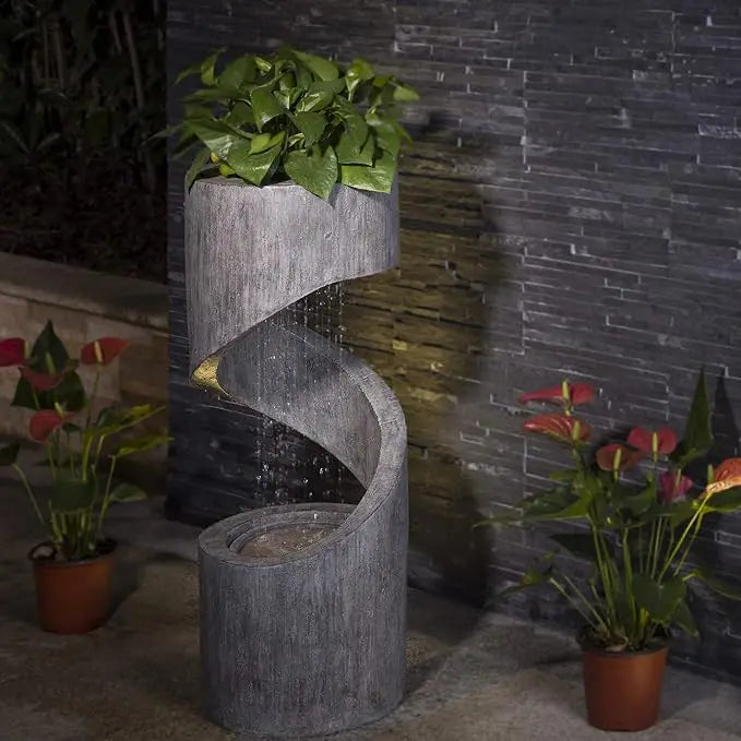 High-rise Outdoor Curved Fountain with LED Lights