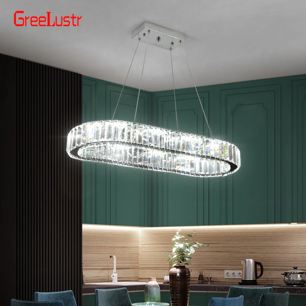 Crystal Oval Crystal Led Chandelier