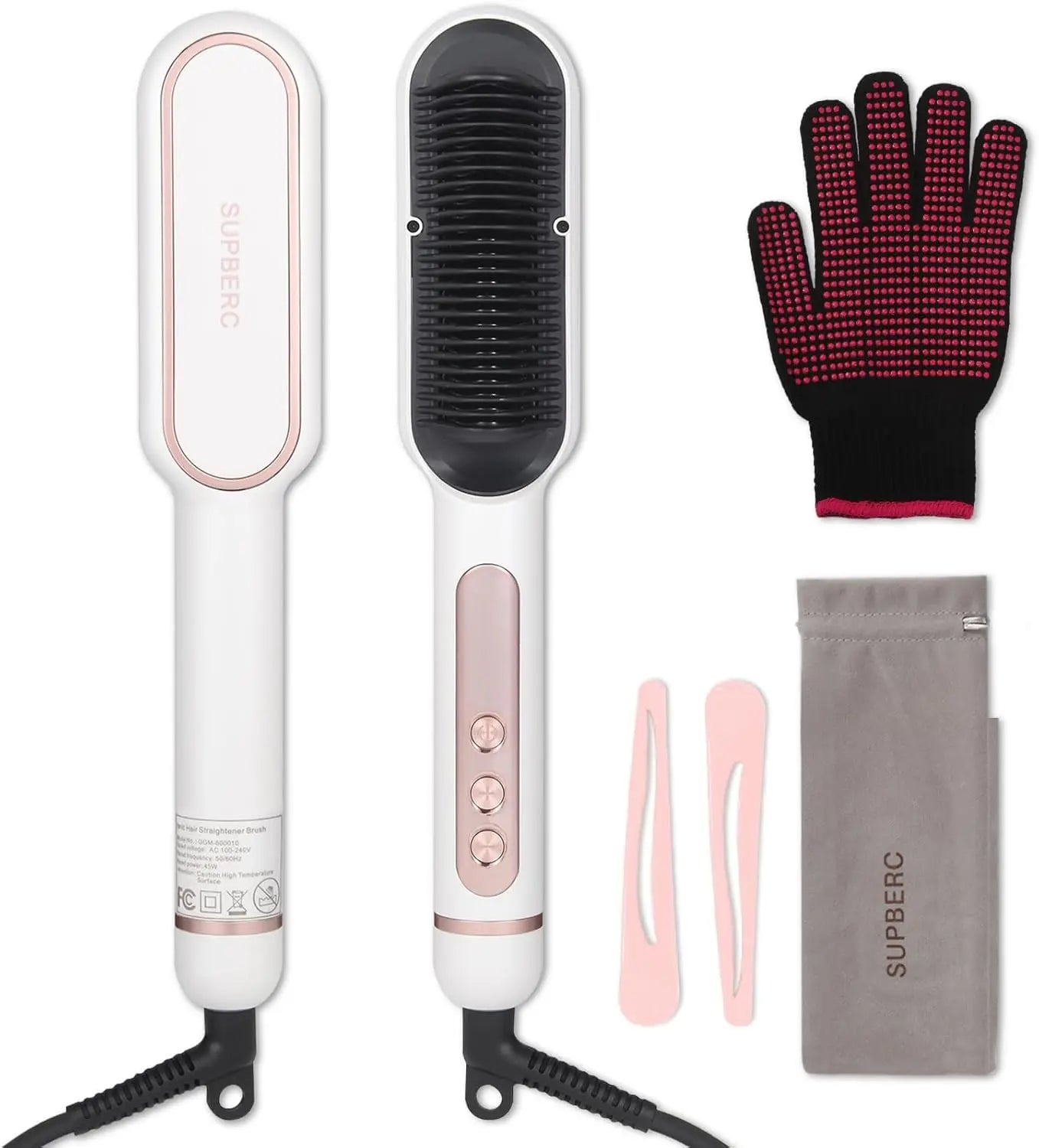 Negative Ionic Hair Straightener Brush with Fast Heating and Auto Shut-Off