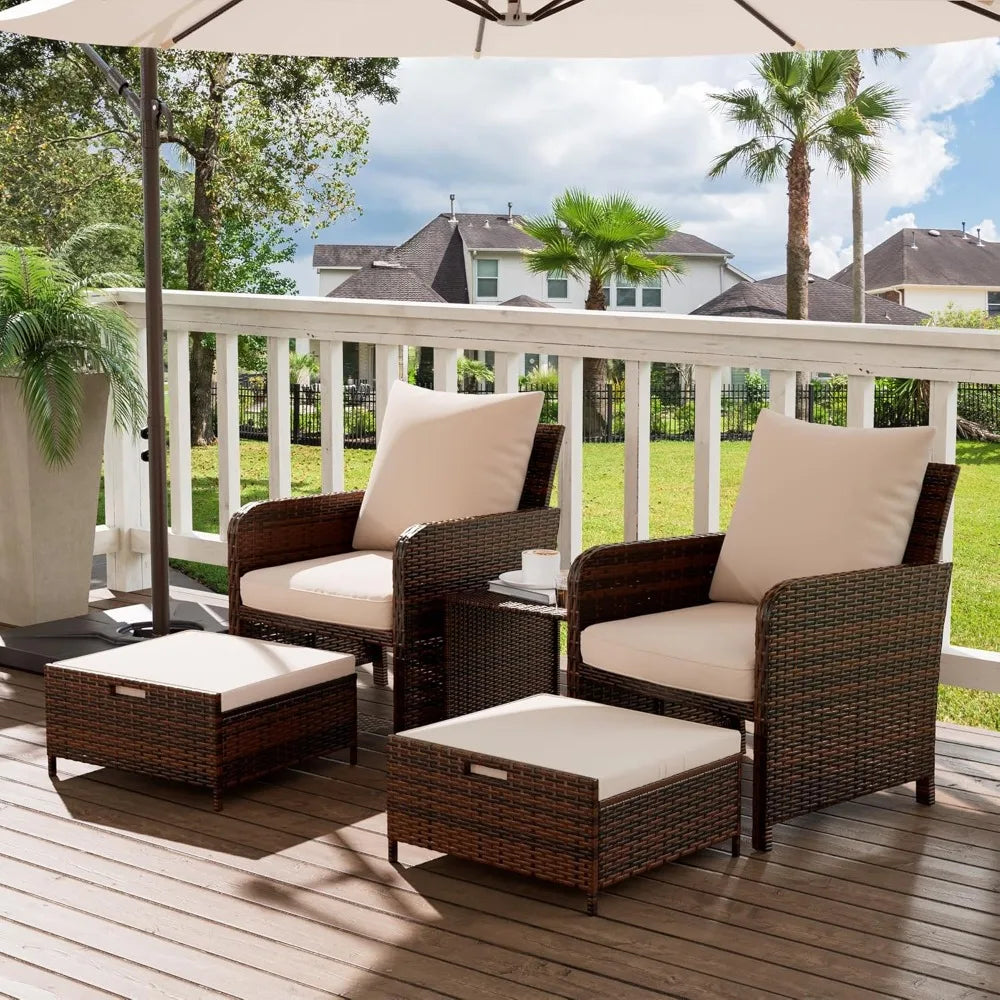 5 Piece Wicker Patio Furniture Set