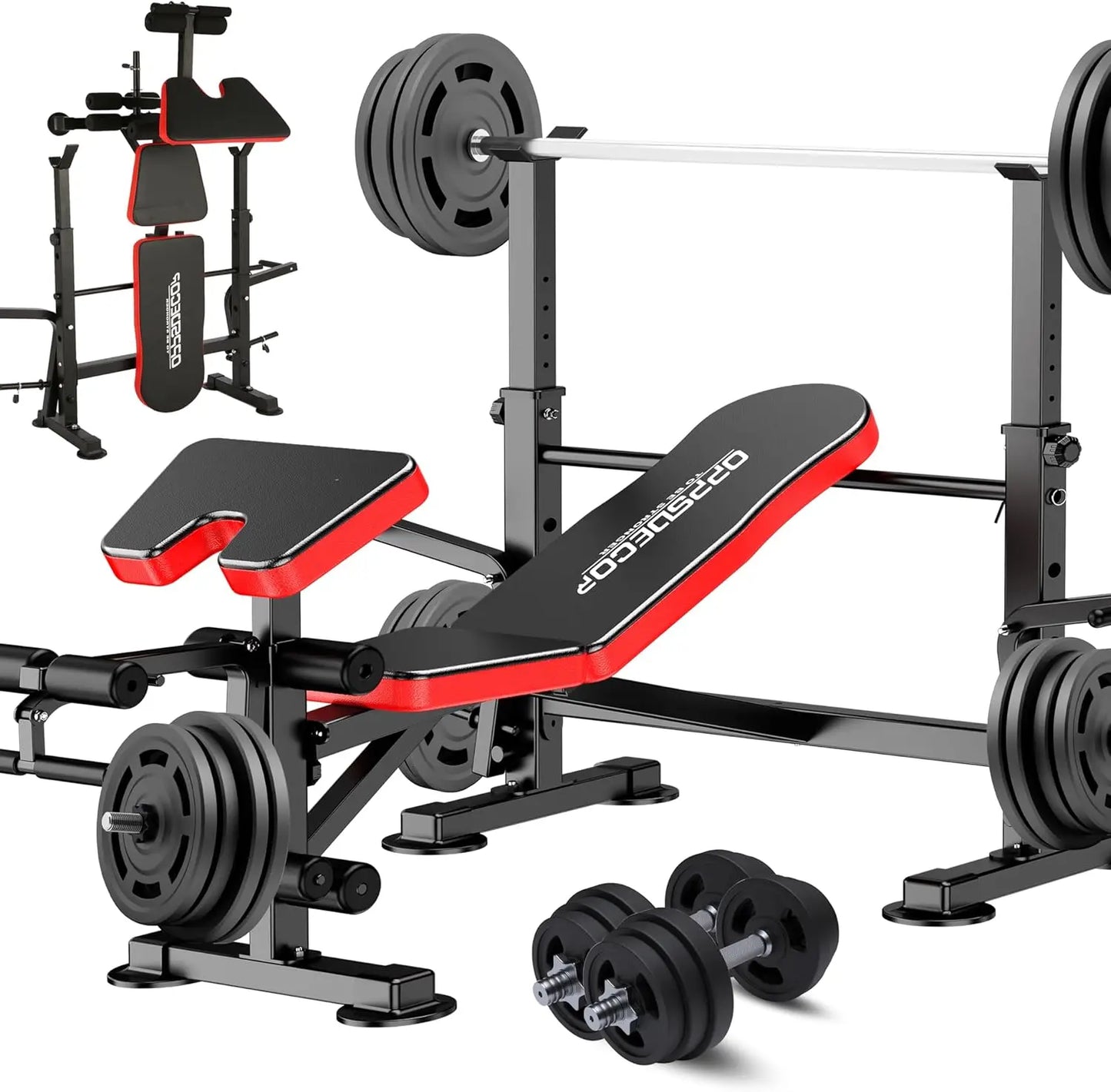 6-in-1 Fitness Strength Training Set with Adjustable Workout Bench