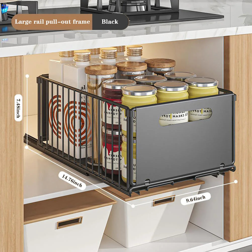 Drill-Free Pull-Out Cabinet Organizer with Sliding Storage