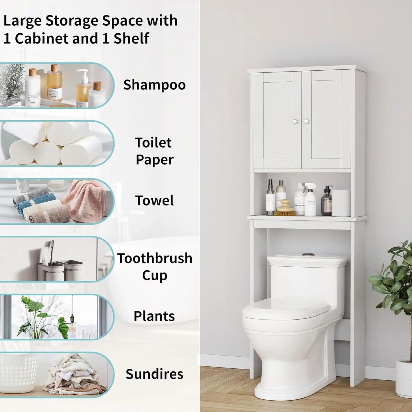 Over The Toilet Storage Cabinet Bathroom Shelf Organizer