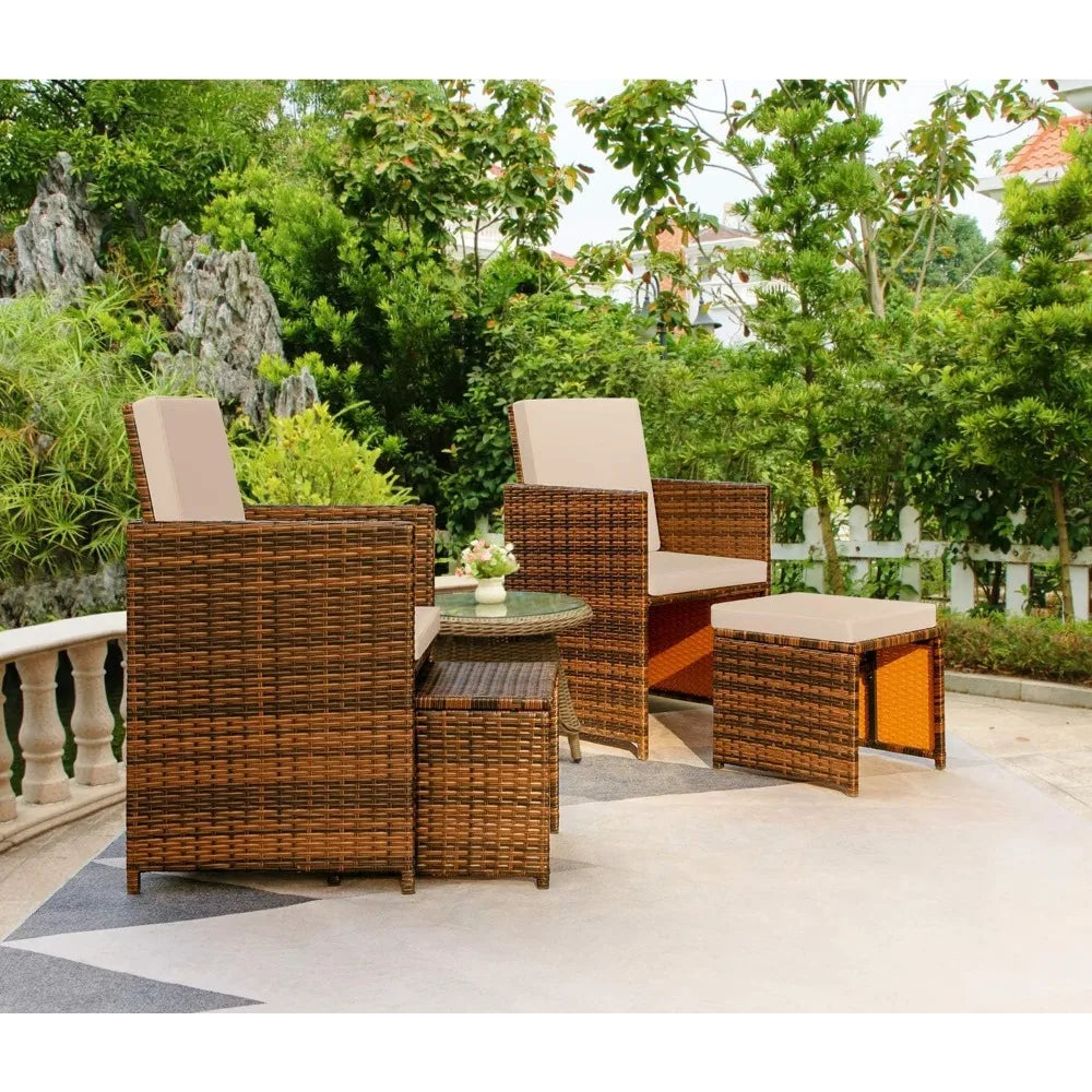 9 Piece Rattan Patio Dining Set