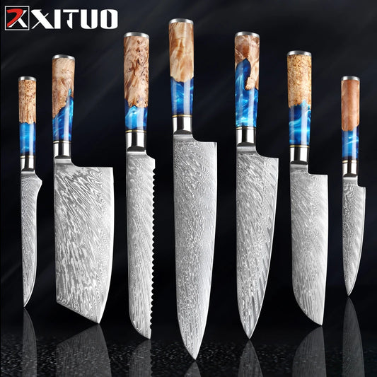 Damascus Steel Kitchen Knives Set