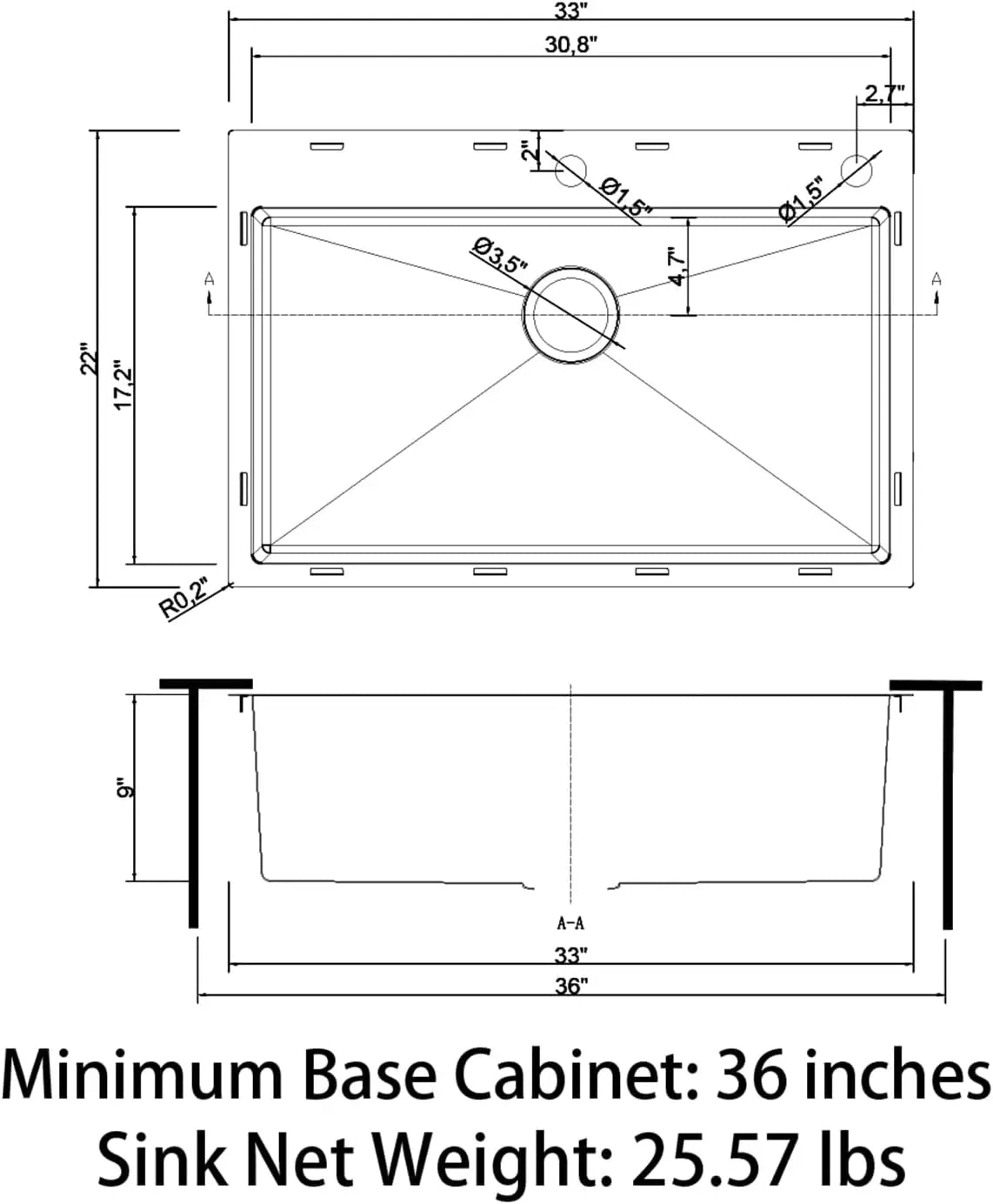 Drop In Single Bowl Kitchen Sink with Stainless Steel Black Finish