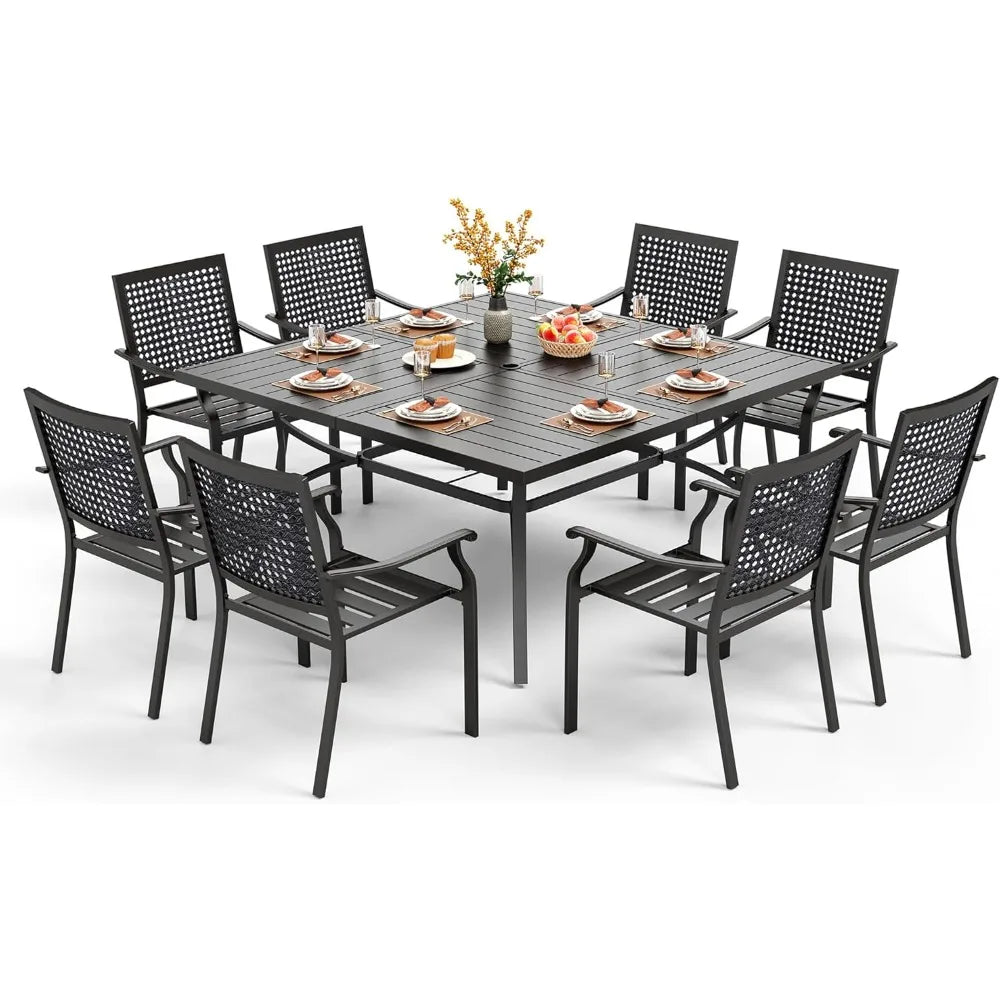 9 Pieces Patio Dining Table Set