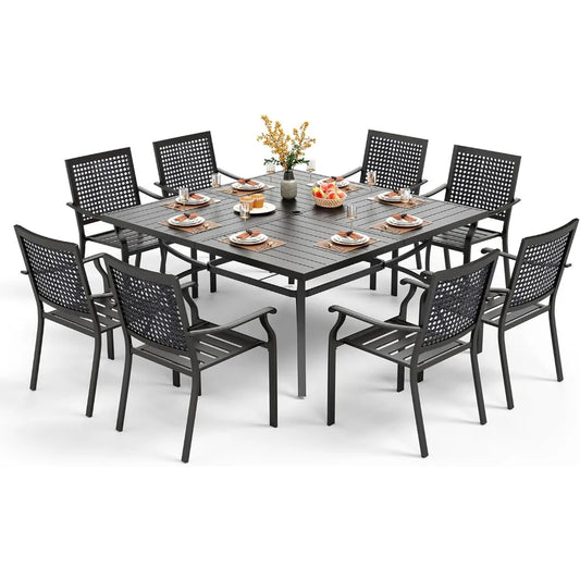 9 Pieces Patio Dining Table Set