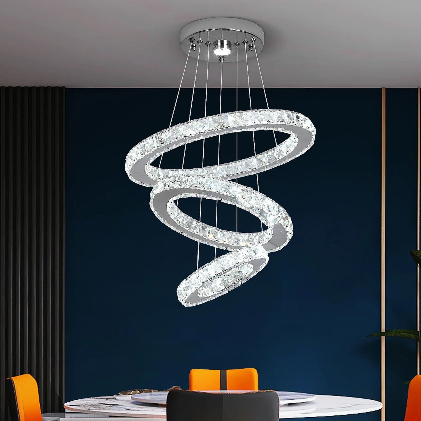 Modern Pendant Lighting Rings Led Crystal Hanging Chandelier