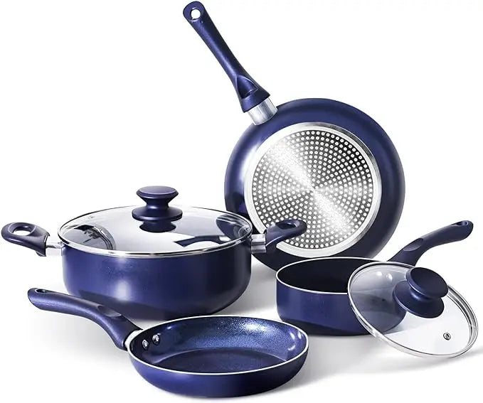 10-Piece Nonstick Aluminum Cookware Set with Ceramic Coating