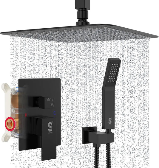 10 Inches Matte Black Ceiling Mounted Shower System